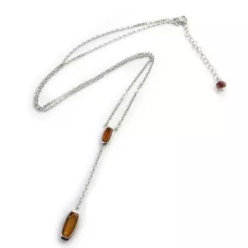 Сокровища Лилии [N2821] - Серебряное ожерелье Inspiration Янтарь (с родиевым покрытием) - 55x6 мм