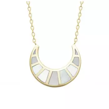 Сокровища Лилии [R3945] - Позолоченное ожерелье Луна золотисто-белое (перламутровый) - 20x18 мм