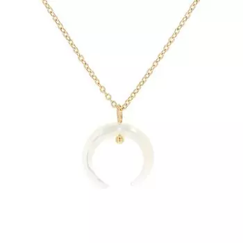 Сокровища лилии [R4487] - Дизайнерское ожерелье из стали Клеопатра золотисто-белый - 15 мм (Рог)