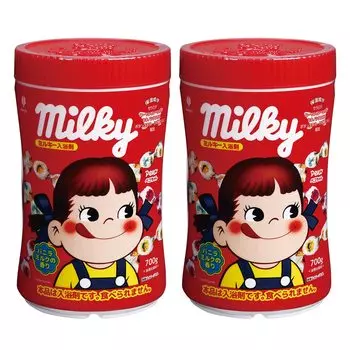 Соль для ванн Kiyo Pyrethrum Milky, набор из 2 штук, порошкообразная соль для ванн с ароматом ванильного молока, увлажняющая, молочно-белого цвета [700 г / бутылка Peko-chan] (Содержит