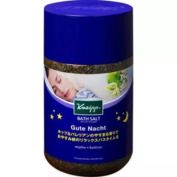 Соль для ванн Kneipp Gutenacht с ароматом хмеля и валерианы, 850 г, высокоэффективный порошок, высокоэффективный. Для использования насыпьте один колпачок соли для ванн. (приблизительно. 40-50