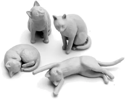 Sol Model Dozing Cat Set 4 Pieces Resin Kit MM470 Molding Color 1/24