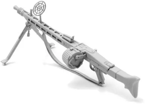 Sol Model Немецкий армейский пулемет MG42 времен Второй мировой войны с барабанным магазином и кольцевым прицелом. Комплект из смолы MM467. Цветная литьевая модель. Зенитная модель в масштабе 1/16.