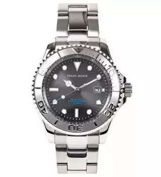 Солнечные 3-х стрелочные часы с датой, водонепроницаемость 10 АТМ, серебристые [Mauro Geraldi] MJ061-3 мужские