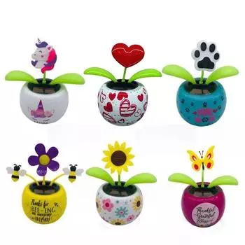 Солнечные автоматические качели, солнечные цветы, украшения для автомобиля, качающиеся медоносные пчелы, аксессуары для украшения приборной панели автомобиля, танцы на солнечной энергии