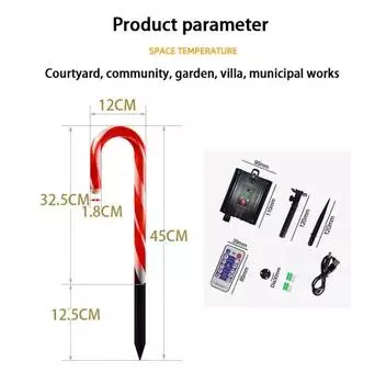 Solar Christmas Crutch Lights Waterproof Garden Lawn Path Decor LED Candy Crutch Stake Lamp For Garden Lawn Holiday Lighting 4Pack теплый белый