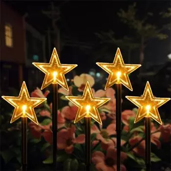 Solar Christmas Pathway Lights 5 Pack Solar Christmas Decor Star LED Lights Outdoor Waterproof Stake Lights Garden Walkway 731 5 LED