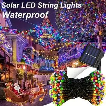 Solar Christmas Patio Lights Solar Powered String Lights Outdoor Waterproof with 8 Modes Christmas Tree Lights Garden Wedding 5m 20 led белый