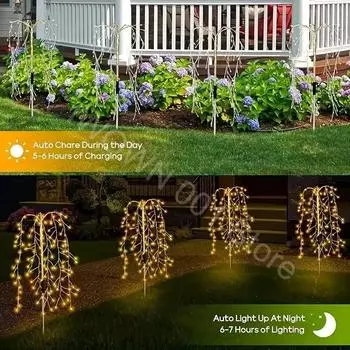 Solar Firecracker Light 100LED 8 Modes Lawn Lamp Copper Wire String Light Outdoor Waterproof For Garden Party Decoration