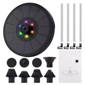 Solar Fountain with LED Lights Birds Bath Garden Pond Pool Decorative Outdoor DIY Potential for Garden