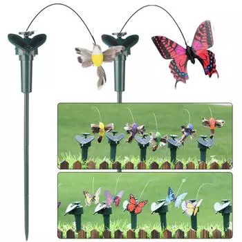 Solar Garden Dancing Ornament Solar Powered Flying Wobble Cute Animal Fluttering Butterfly Ornament Outside Ornament Decor