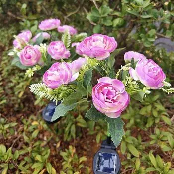 Solar Garden Light LED Flower Lamp Automatic Charging IP65 Waterproof Easy Installation Romantic Realistic Floral Light розовый