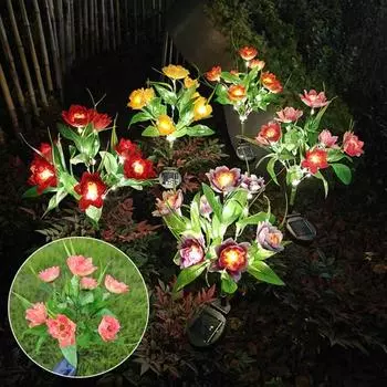 Solar Garden Light LED Flower Lamp Solar Glow Automatic Charging IP65 Waterproof розы красного