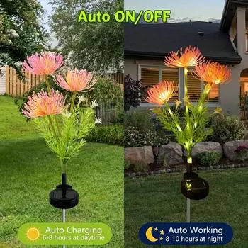 Solar Garden Lights Solar Flowers Lights with Glowing Flowers Solar Panel, Solar Lights Outdoor for Garden Decoration Yard 1009 1pcs розовый