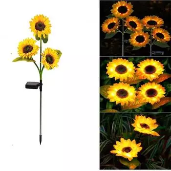 Solar Garden Lights Solar Power Outdoor Sunflower Lights IP65 Waterproof Outdoor Decoration Lights