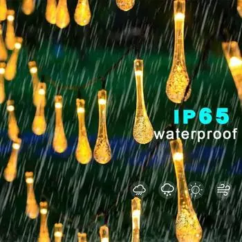Solar Garden String Lights 8 Modes Water Drop Outdoor Christmas Waterproof Garland Light For Tree Wedding Party Camping Decor 7m50leds