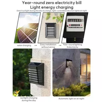 Solar Led Lights Outdoor Solar Fence Lights Waterproof Solar Deck Lights Step Solar Powered Wall Lights LED Garden Lights Decor 1pc