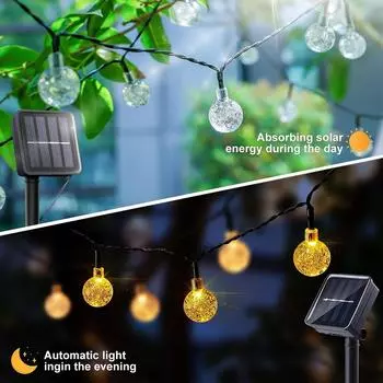Solar LED String Light 20/50/100 LED Bubble Balls String Lamp Outdoor Waterproof Christmas Light for Garden Wedding Party Decor 5M 20 LEDS теплый белый