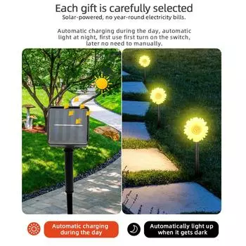 Solar LED Sunflower Ground Mounted Lamp Outdoor Garden Courtyard Christmas Atmosphere Landscape Decoration Lights