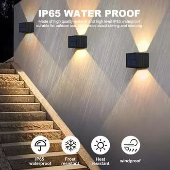 Solar LED Wall Lights IP65 Waterproof Dusk To Dawn Up and Down Solar Light Outdoor Wall Light for Outside Fence Porch Deck Patio