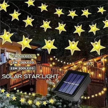 Solar Lights LED Solar Star String Light 20/30/50/100/200LEDS Solar Star String Fairy Light Outdoor Garden Christmas Party Decor 2 Mode 5M 20LED белый