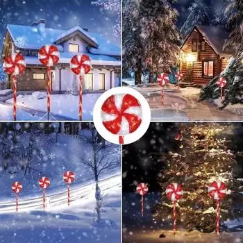 Solar Lights Outdoor Christmas Lollipop Lamp LED Garden Decoration Waterproof Landscape Halloween Lights Lamps Home Balcony 164 5 LED красный