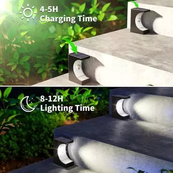 Solar Lights Outdoor for Stairs 4PCS Solar Powered Outdoor Stairs Deck Lights Waterproof Outside for Step Stairway Landscape