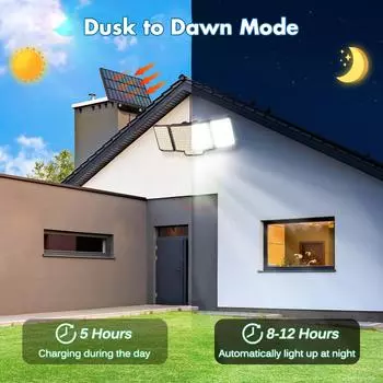 Solar Lights Outdoor LED Motion Sensor Solar Lamp with Remote 3 Heads Solar Powered Flood Lights Outdoor IP65 Waterproof