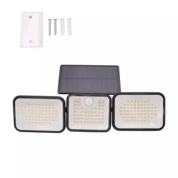 Solar Outdoor Light 180 LEDs 6000 To 7000K Super Bright 3 Adjustable Head IP65 Outdoor Motion