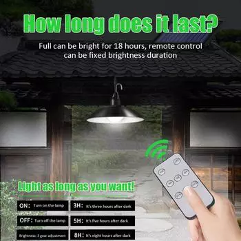 Solar Pendant Light with Double Head Shed Light Waterproof 4800mAh Remote Solar Powered Hanging Spotlight for Garden Yard Garage