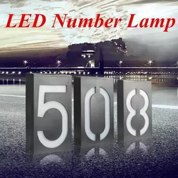 Solar Power Number LED Light Sign House Hotel Door Address Plate Solar Wall Door Lamp 8