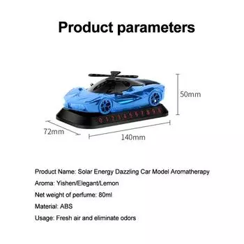 Solar Powered Car Air Freshener car perfume rotating car model perfume Diffusers Parking Number Plate car Ornaments decoration синий