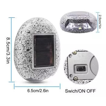 Solar Powered Ground Lights LED Solar Path Light Stone Shape Outdoor Waterproof Garden Landscape Lighting for Yard Driveway Lawn