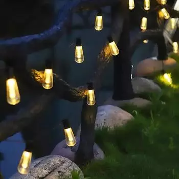 Solar Powered lamp Outdoor string lights Courtyard hanging lights LED bulbs garden porch courtyard balcony terrace lighting 733 5m 20 leds теплый белый