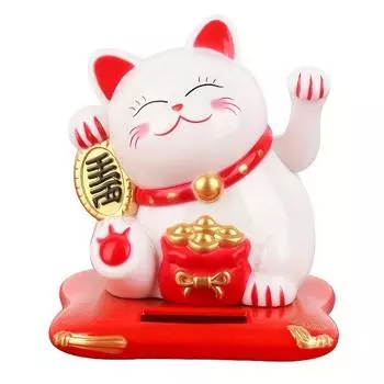Solar-Powered Waving Mini Lucky Cat Car Ornament, 1pc | Available in 3 Colors, Perfect for Dashboard Decoration or Office Decor, Ideal Christmas Gift