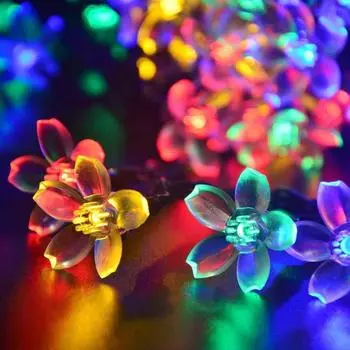 Solar String Lights 5M 7M 12M 22M Cherry Blossoms Garden Lights LED String Light Outdoor Fairy Lights Street Flower Garland 5m20led-multicolor