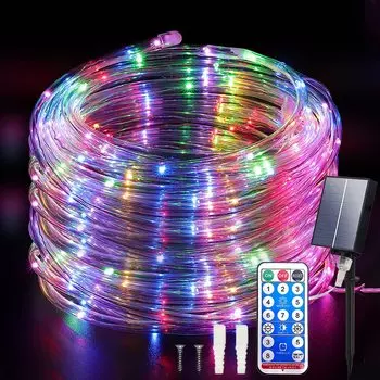 Solar String Lights Fairy Leather Thread Lamp 200led RGB Warm White 8 Mode Lighting for Christmas Decorative 2025 Wedding Party 23M 200LEDs