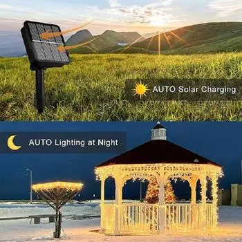 Solar String Lights Solar Christmas Lights Outdoor Waterproof with 8 Lighting Modes for Xmas Wedding Party Garden Decorations теплый белый