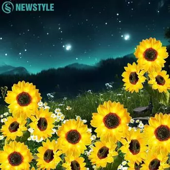 Solar Sunflower Lights Outdoor Waterproof Rose Flower Garden Decorative Lights For Yard Pathway Garden Decor