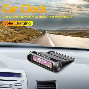 Solar TPMS Car Clock Outside Thermometer Driving Reminder Automatic Switch High Precision LCD Digital Clock Auto Electronics CHINA