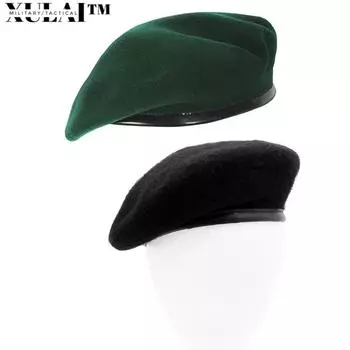 Солдатская шляпа, полицейские мужские береты, шерстяные береты, мужская военная кепка 52 чёрный