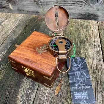 Солдатский военный компас для большого пальца, винтажный латунный, времен Второй мировой войны, 1940 г., навигация, Вторая мировая война