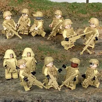 Солдаты пустыни красочные спецназ SWAT 12 шт. военные кирпичи вооруженные строительные блоки минифигурки армейское оружие аксессуары игрушка