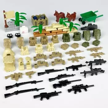 Солдаты спецназа, мешок с песком, щит, собака, тактический жилет, пистолеты, MOC, набор оружия, армия WW2, военные аксессуары, строительные блоки, кирпичи, игрушки
