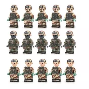 Солдаты спецназа США, оружие спецназа, оружие, четырехсторонняя печать, строительные блоки, комплект, наборы кирпичей, классическая модель, детские игрушки красный