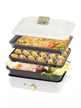 SOLEMOOD Плита для жарки Якинику Такояки, 3 предмета, универсальный горшок для гриля Шабу Шабу, глубокая кастрюля, съемная пластина для жарки Якинику, съемная пластина, 1 шт.