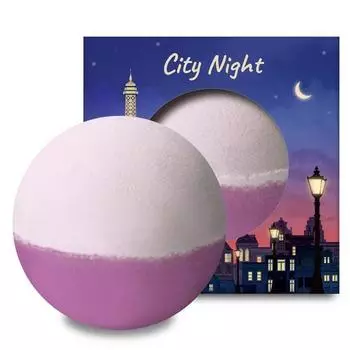 Солевая бомбочка для ванн с пузырьками Flu Love Night, большая емкость City Night, 200 г, 1 шт.