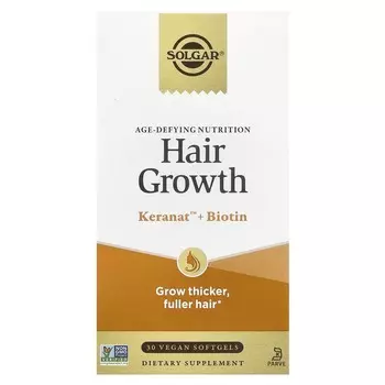 Solgar, антивозрастное питание, рост волос, 30 веганских мягких капсул