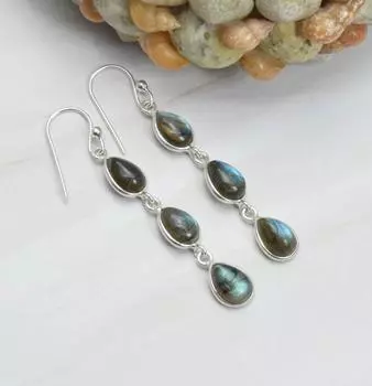 Solid 925 Sterling Silver Earring, Labradorite Earring, Handmade Earring, Gift For Her, Statement Earring, Birthday Gift