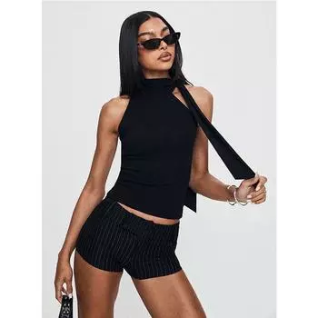 Solid Bow Knot Halter Women Sleeveless Skinny Tank High Street Style Fashion Simple Design S